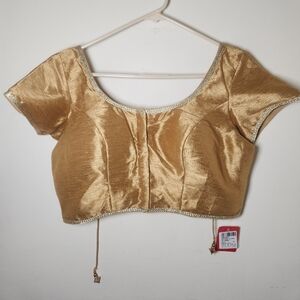 Readymade Golden Saree Blouse, Size 38(Small), Indian Ethnic, NEW